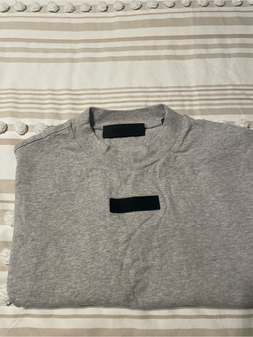 Essentials Light Grey Crewneck Sweatshirt with Black Patch